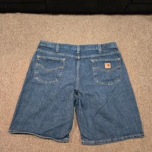 Carhartt Denim Shorts Mens 38 Blue Relaxed Fit Workwear Casual Rugged